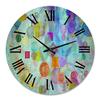 DesignQ Modern Wall Clock 'Mimimalistic Blue Green and Violet Geometric Impression on Turquoise Background' Large Wall Clock for Living Room Decor view 2