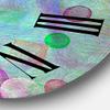 DesignQ Modern Wall Clock 'Mimimalistic Blue Green and Violet Geometric Impression on Turquoise Background' Large Wall Clock for Living Room Decor view 3