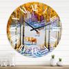 DesignQ Farmhouse Wall Clock 'Cattle in The Early Snow in The Forest' Animals Large Wall Clock for Office Decor view 1