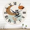 DesignQ Modern Wall Clock 'Abstract Sun & Moon with Minimal Plants' Floral & Botanical Large Wall Clock for Living Room Decor view 1