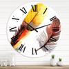 DesignQ Bohemian & Eclectic Wall Clock 'Colourful Boho Feathers IV' World Cultures Large Wall Clock for Kitchen Decor view 1