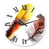 DesignQ Bohemian & Eclectic Wall Clock 'Colourful Boho Feathers IV' World Cultures Large Wall Clock for Kitchen Decor view 2