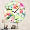 DesignQ Mid-Century Modern Wall Clock 'Floral Botanical Retro IV' Pink Round Wall Clock for Living Room Decor view 2