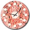 DesignQ Mid-Century Modern Wall Clock 'Coral Toned Succulent' Pink Round Wall Clock for Bedroom Decor view 1