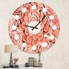 DesignQ Mid-Century Modern Wall Clock 'Coral Toned Succulent' Pink Round Wall Clock for Bedroom Decor view 2