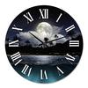 DesignQ Modern Wall Clock 'Fishing Boat Under Tropical Full Moon' Landscape & Nature Large Wall Clock for Living Room Decor view 2