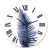 DesignQ Bohemian & Eclectic Wall Clock 'Tropical Blue Watercolour Leaves II' Floral & Botanical Large Wall Clock for Office Decor view 2