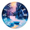 DesignQ Lake House Wall Clock 'Winter Landscape & The River House in The Woods II' Landscape & Nature Large Wall Clock for Kitchen Decor view 2