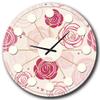 DesignQ Mid-Century Modern Wall Clock 'Roses Pattern' Pink Round Wall Clock for Kitchen Decor view 1