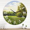 DesignQ Country Wall Clock 'Spring Trees by The Meadows' Landscape & Nature Large Wall Clock for Bedroom Decor view 1