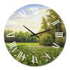 DesignQ Country Wall Clock 'Spring Trees by The Meadows' Landscape & Nature Large Wall Clock for Bedroom Decor view 2
