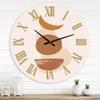 DesignQ Modern Wall Clock 'Moon and Sun Shapes in Retro Terracotta Tones I' Abstract & Fractals Large Wall Clock for Home Decor view 1