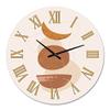 DesignQ Modern Wall Clock 'Moon and Sun Shapes in Retro Terracotta Tones I' Abstract & Fractals Large Wall Clock for Home Decor view 2