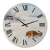 DesignQ Farmhouse Wall Clock 'Red Fox Running in White Snow I' Animals Large Wall Clock for Bedroom Decor view 2