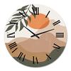 DesignQ Modern Wall Clock 'Abstract Red Moon in Earth Toned Mountains I' Floral & Botanical Large Wall Clock for Living Room Decor view 2