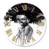 DesignQ Modern Wall Clock 'Monochrome Portrait of African American Woman III' People Large Wall Clock for Kitchen Decor view 2
