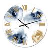 Abstract of Dark Blue and Gold Cloud  Oversized Modern Metal 23" Analog Decorative Wall Clock for Living Room, Bedroom & Office Decor view 2