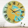 DesignQ Modern Wall Clock 'Marble Landscape with Dark Beige and Blue II' Large Wall Clock for Bedroom Decor view 1