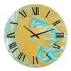 DesignQ Modern Wall Clock 'Marble Landscape with Dark Beige and Blue II' Large Wall Clock for Bedroom Decor view 2