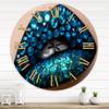 DesignQ Modern Wall Clock 'Female Lips with Black Lipstick Blue Diamonds' People Large Wall Clock for Kitchen Decor CLOCK36660 36x36 view 1