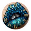 DesignQ Modern Wall Clock 'Female Lips with Black Lipstick Blue Diamonds' People Large Wall Clock for Kitchen Decor CLOCK36660 36x36 view 2