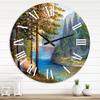 DesignQ Lake House Wall Clock 'Morning Sunlight Through The Pine & Fir Forest' Landscape & Nature Large Wall Clock for Bedroom Decor view 1