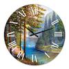 DesignQ Lake House Wall Clock 'Morning Sunlight Through The Pine & Fir Forest' Landscape & Nature Large Wall Clock for Bedroom Decor view 2