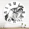 DesignQ Farmhouse Wall Clock 'Monochrome Portrait of Raccoon' Animals Large Wall Clock for Home Decor view 1