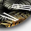 DesignQ Modern Wall Clock 'Black and Gold Tropical Leaves II' Floral & Botanical Large Wall Clock for Home Decor view 3