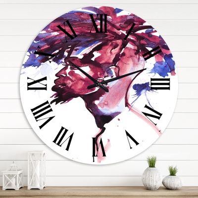 DesignQ Modern Wall Clock 'Handsome African Man Fashion Portrait of Young Guy' People Large Wall Clock for Bedroom Decor