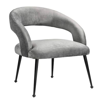 Tov Furniture Rocco Open Back Upholstered Velvet Dining Chair (Slub Grey)