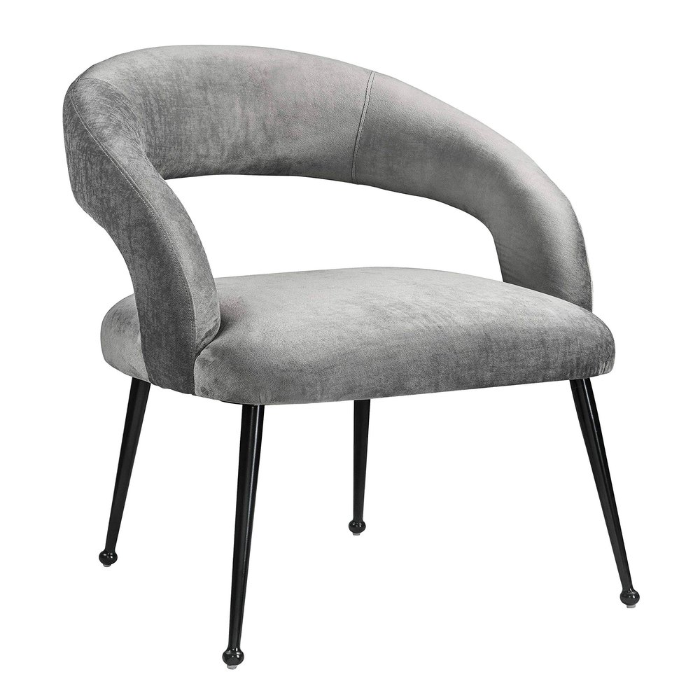 Tov Furniture Rocco Open Back Upholstered Velvet Dining Chair (Slub Grey)