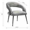 Tov Furniture Rocco Open Back Upholstered Velvet Dining Chair (Slub Grey) view 3