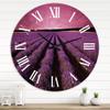 DesignQ Farmhouse Wall Clock 'Sunrise & Dramatic Clouds Over Lavender Field XI' Landscape & Nature Large Wall Clock for Home Decor view 1