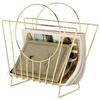 MyGift Mid-Century Brass Plated Metal Free Standing Magazine Holder Document File Rack with Decorative Bag Shaped Design view 1