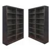 Home Square Tall 12-Shelf Double Wide Solid Wood 84" Bookcase, Set of 2, in Espresso view 1