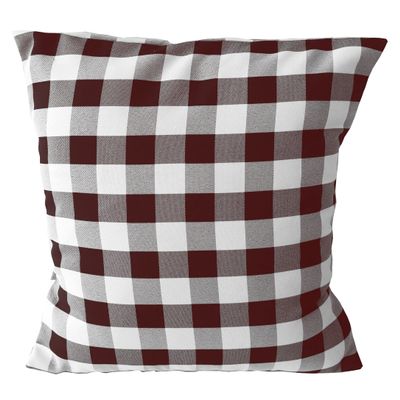 lovemyfabric Gingham Plaid Checkered Farmhouse Decorative Throw Pillow Cushion Cover for Christmas Decor, Bedroom, Sofa, Classroom, Living Room, Interior Design (26" x 26", Burgundy & White)