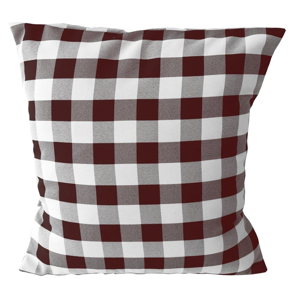 lovemyfabric Gingham Plaid Checkered Farmhouse Decorative Throw Pillow Cushion Cover for Christmas Decor, Bedroom, Sofa, Classroom, Living Room, Interior Design (26" x 26", Burgundy & White)