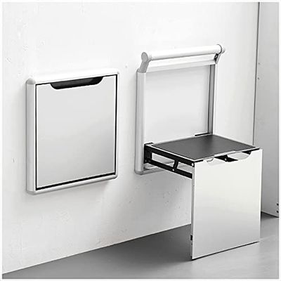 Folding Stools Wall-Mounted Invisible Shoe-Changing Stool, Space-Saving Folding Drop-Leaf Wall Stool with Armrests, for Balconies/Porch Folding