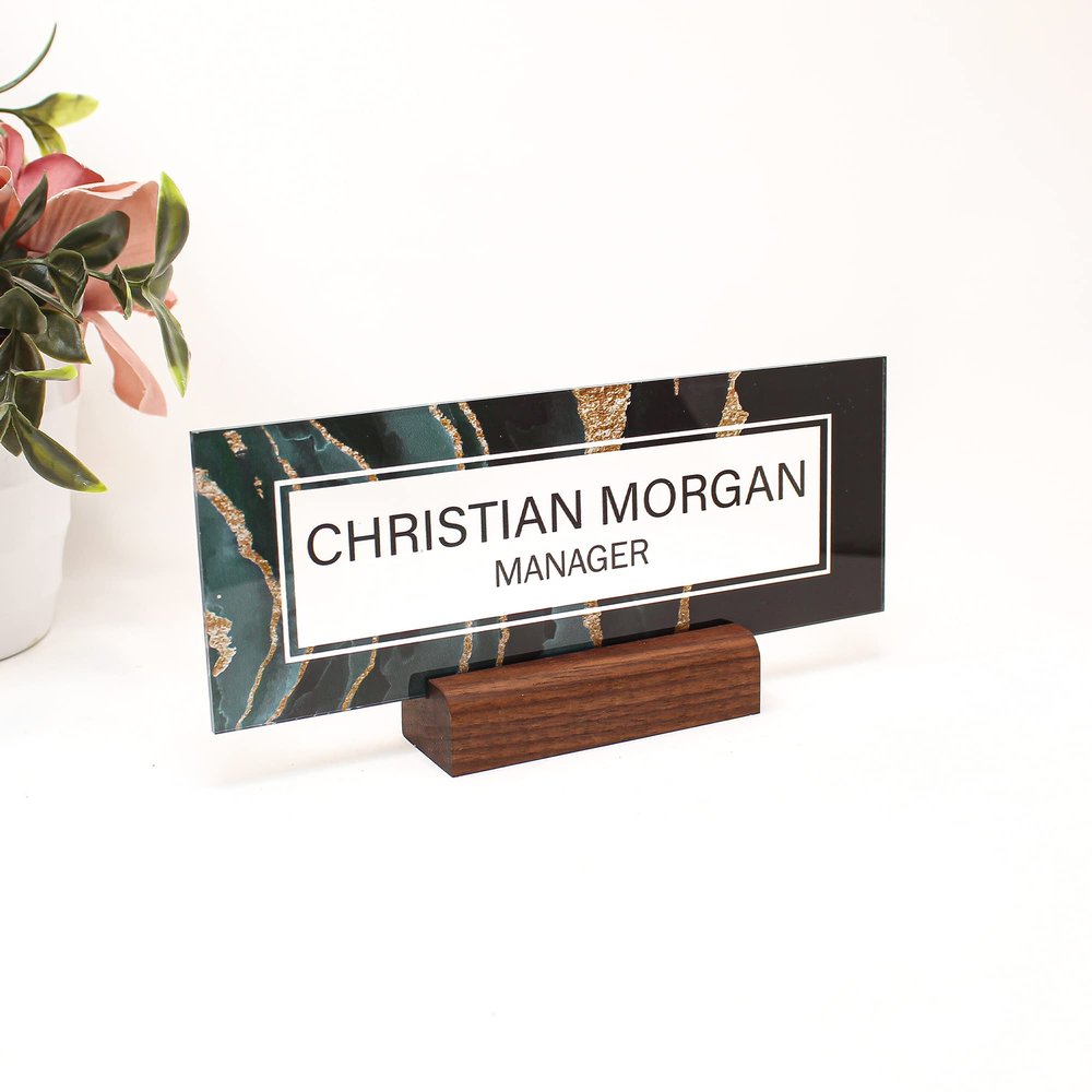 ARTSWAVE name plate for desk | personalized name plate | plaque | desk plate | desk sign | Acrylic name | custom office sign | name plates | Name tag