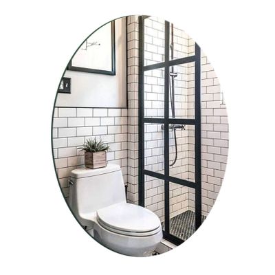 URINGO Oval Mirrors &Frameless Bathroom Mirror, Entryway Mirror - 60 x 70cm Decorative Hanging Mirror, Best for Vanity Washrooms Bathroom and Living Rooms