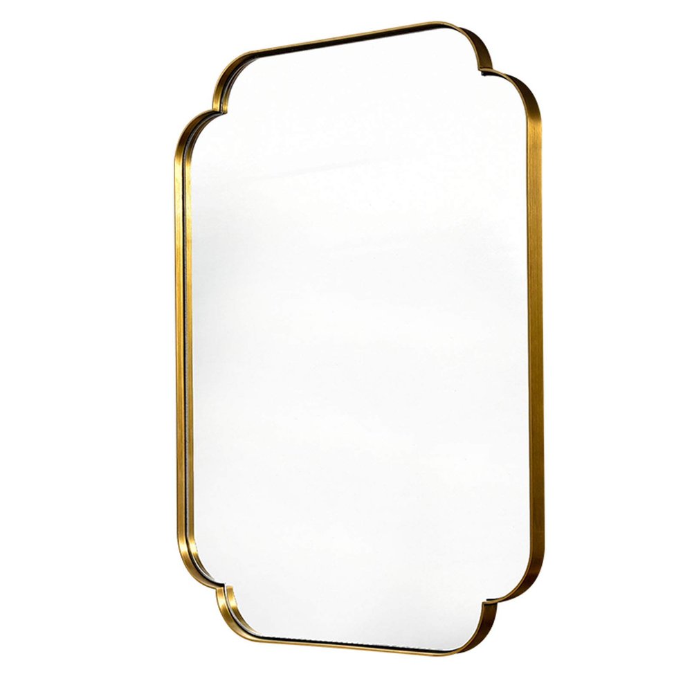 URINGO Rectangle Bathroom Mirror, Modern Metal Mirror in Rounded Corner Stainless Steel Frame, Deep Set Design Hangs Horizontal Or Vertical, for Washroom, Entryways, Living Rooms