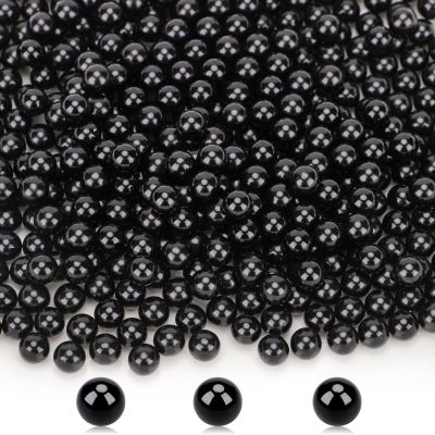 Suream 7500Pcs No Hole Polished Beads for Makeup Brush Organizer, Round Shiny Pearls for Vase Filler, Durable Beads for Wedding Centerpiece, Table Scatter, Home Birthday Party, 4mm/0.15Inch Black