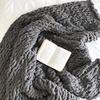 Chunky Chenille Knit Throw Blankets Handmade Bulky Yarn Knitted Blanket Soft Large Throw Blankets for Sofa Bed Boho Home Decor Dark Grey 8787 in view 2