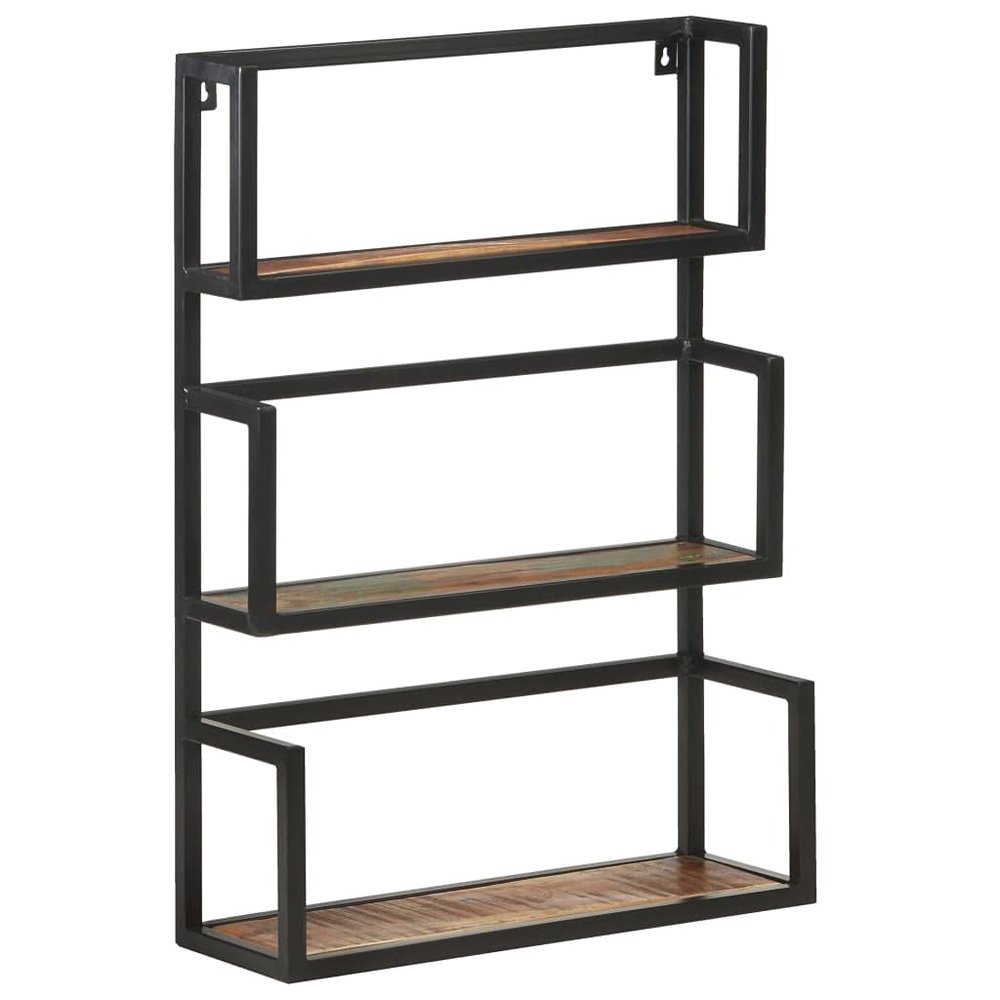 Floating Shelves Wall Mounted, Rustic Wood Wall Decor, Hanging Storage Shelving for Bedroom, Bathroom,Natural Wood with Black Metal Floating Shelf Bracket,23.6"x7.9"x33.5" Solid Reclaimed Wood