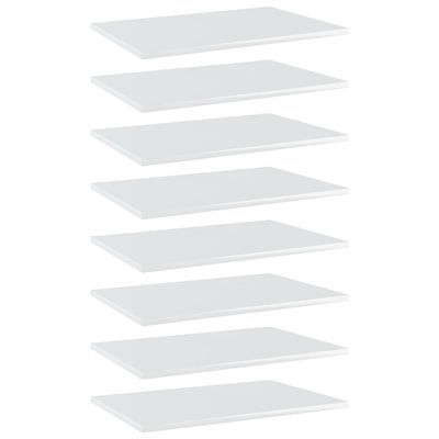 Bookshelf Boards 8 pcs,No hardware for installation,Floating Shelf Wall Mounted Replacement,Wall Shelf Display Wall Storage Shelf,Partition,Replace plank,High Gloss White 23.6"x15.7"x0.6" Chipboard