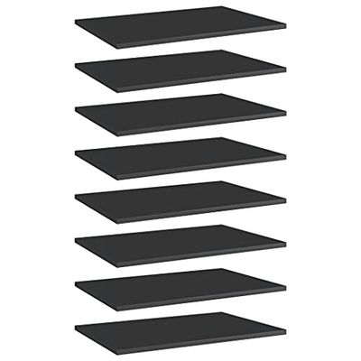 Bookshelf Boards 8 pcs,No hardware for installation,Floating Shelf Wall Mounted Replacement,Wall Shelf Display Wall Storage Shelf,Partition,Replace plank,High Gloss Black 23.6"x15.7"x0.6" Chipboard
