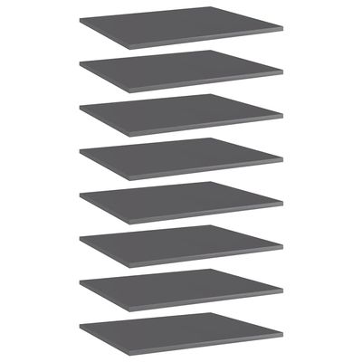 Bookshelf Boards 8 pcs,No hardware for installation,Floating Shelf Wall Mounted Replacement,Wall Shelf Display Wall Storage Shelf,Partition,Replace plank,High Gloss Gray 23.6"x19.7"x0.6" Chipboard