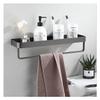 ZTBH Bathroom Divider Bathroom Gray Shelf, with Towel Bar Corner Shelves, Rack Hook Holder Bathroom Hardware Sets (Color : 40cm with bar) view 1