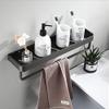 ZTBH Bathroom Divider Bathroom Gray Shelf, with Towel Bar Corner Shelves, Rack Hook Holder Bathroom Hardware Sets (Color : 40cm with bar) view 2